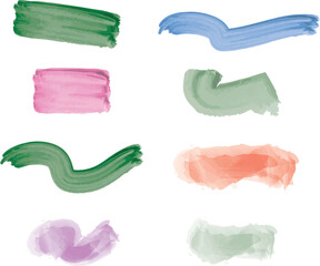 Colorful Watercolor Brush Strokes Set