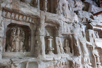 Rock sculptures of Buddha at Beishan Rock Carvings in Dazu, China.