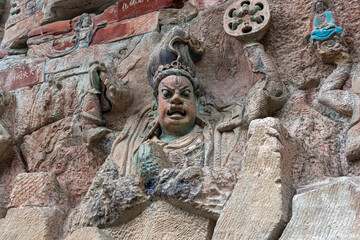 Magnificent rock carvings of Baoding Mountain at Dazu, China.
