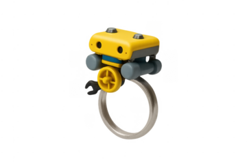 Yellow robot keychain toy on transparent background