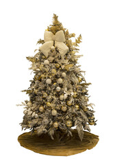 Christmas tree with white bow isolated
