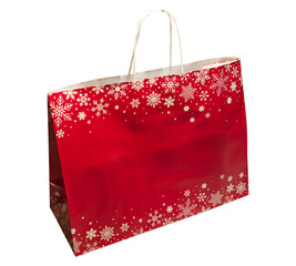 New Year red paper shopping bag isolated