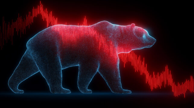 Digital Bear Market with Declining Stock Chart