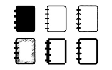 Obraz premium Set of notebook icon variations in black and white