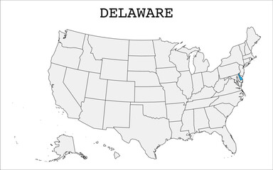 USA map with Delaware states highlight stock image, Vector Delaware states map