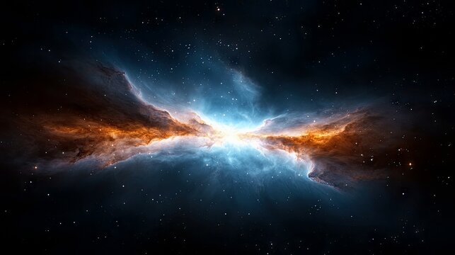 A vibrant nebula with stars against a dark background, creating a sense of wonder and cosmic beauty.