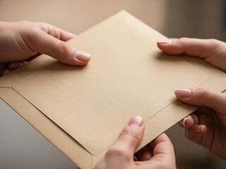 Obraz premium Hands presenting a sealed envelope symbolizing communication concept