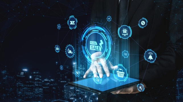 Flash sale icons show ecommerce, flash sale discount, and digital promotion. Flash sale drives customer shopping, flash sale marketing, and conversion growth. Entice