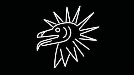 Stylized mythical creature head icon, ancient tribal animal spirit symbol, simple linear graphic design element.