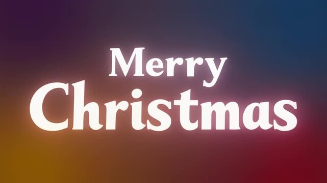 Fading in Me letters leading to Merry Christmas text rising over glowing gradient for holida