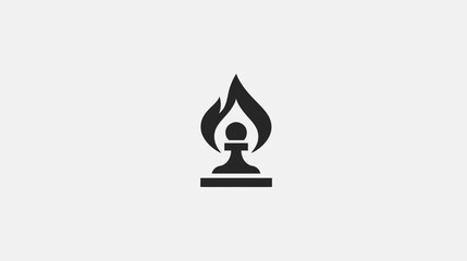Stylized chess pawn and flame icon. Abstract symbol of strategy, power, heat, competition, and challenge.