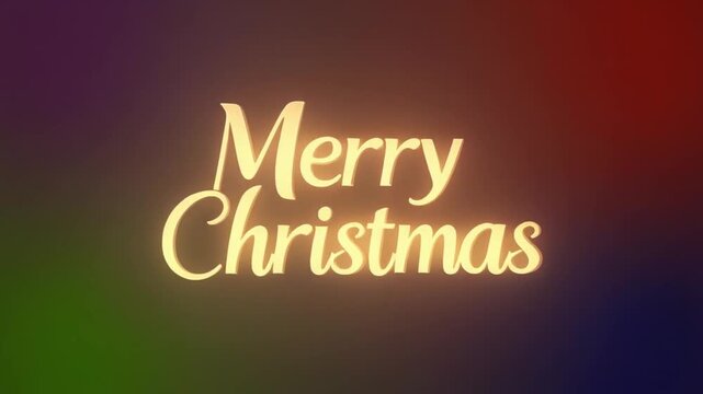 Fading in Me letters leading to Merry Christmas text rising over glowing gradient for holida.