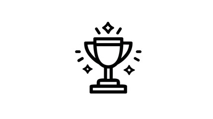 Award Trophy Line Icon with Sparkles. Symbol of Success, Victory, Achievement, and Winning. Outline Graphic Element.