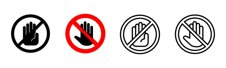 Stop icon set. stop road sign. hand stop icon vector