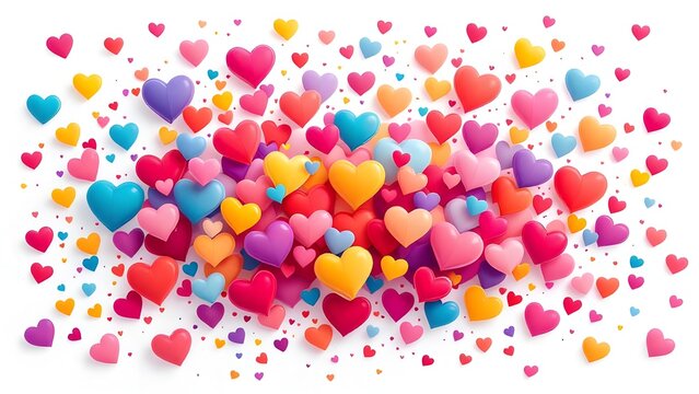 Colourful hearts with white background  - Powered by Adobe
