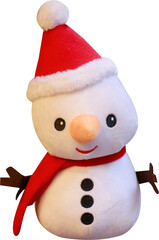 Snowman plush toy on transparent background