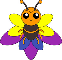 An illustration of a bee approaching a bright yellow flower to collect nectar. Detailed wings and petals create a lively and natural look.