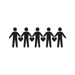 Group of people holding hands with hearts symbolizing love unity and togetherness illustrating community support and collaboration creating a positive impact silhouette