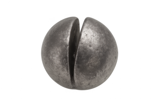 Fishing split shot sinker weight on transparent background