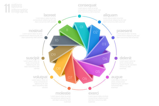 Circular diagram template with 11 options, infographic vector illustration.