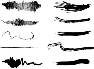 Black Watercolor Brush Marks Pack
