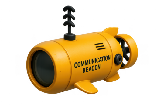 Yellow communication beacon detecting underwater signals