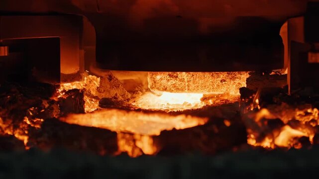 Medium shot of a sleek induction furnace operating with energysaving technology showcasing efficient metal melting powered by optimized electromagnetic fields.