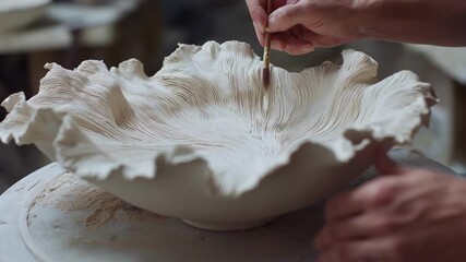 Smooth finish achieved on ceramic shell molds casting elegant sculptures highlighting texture and craftsmanship in medium shot. - Powered by Adobe