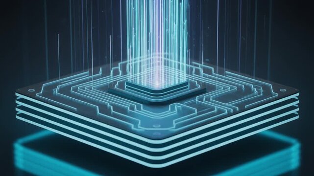 Digital Core: An abstract representation of a high-tech processor core, radiating vibrant energy, showcasing the intricate architecture that drives the digital world.