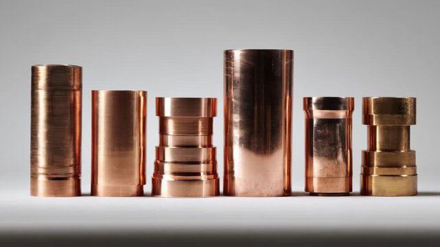 Medium shot of multiple copper prototypes side by side illustrating the variety of bespoke customization options available.
