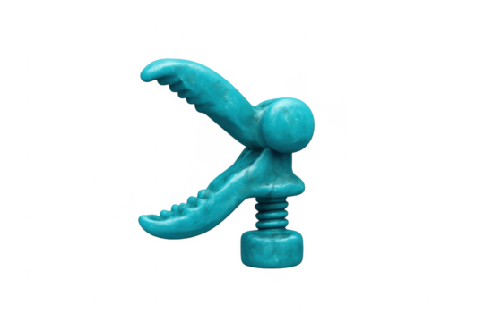 Turquoise guitar capo clamp isolated on transparent background