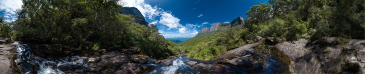 Fototapeta premium Breathtaking waterfall landscape tropical paradise hdr panoramic view nature's beauty
