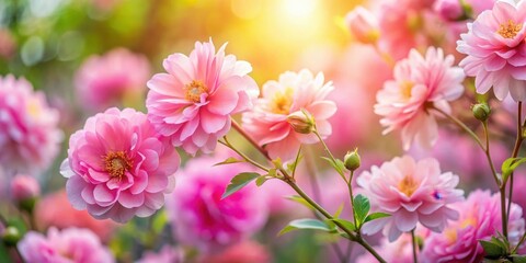 Obraz premium Pink flower blossoms in full bloom, with soft petals and delicate colors