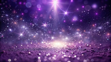 Obraz premium Glitter purple particles scattered on a dark abstract background with soft light shine creating an ethereal atmosphere, stars and sparkles, luminous glow