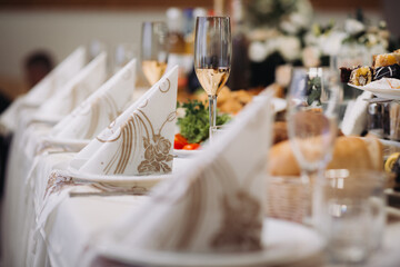 Elegant table setting with champagne flute for celebration