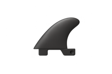 Black surfboard fin on transparent background