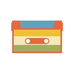 Retro Cassette Tape Illustration with Colorful Design.