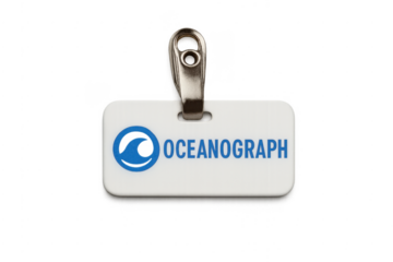 Employee identification badge with generic wave logo