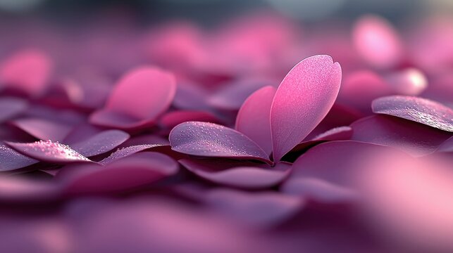 Close-up of pink petals with water droplets, soft focus and bokeh effect, creating a dreamy and romantic atmosphere. - Powered by Adobe