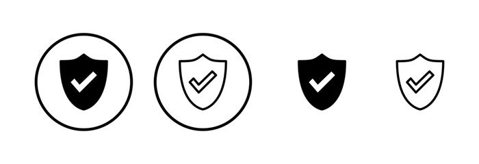 Shield check mark icon logo design. Protection approve sign. Insurance icon
