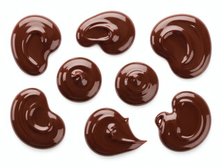 Obraz premium A professional-quality image of melted chocolate on a white background.