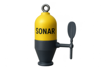 Yellow sonar buoy floating exploration and water measurement