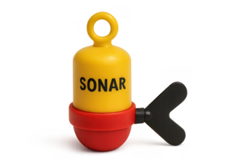 Yellow plastic sonar buoy wind-up toy
