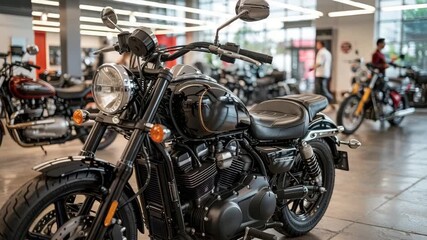 Experience the thrill of the open road with this powerful black motorcycle, ready for adventure and freedom, classic design meets modern performance