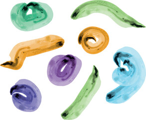 Colorful Watercolor Brush Strokes Set