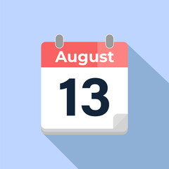 August 13 Vector Calendar
Modern flat color vector calendar with date