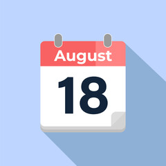 August 18 Vector Calendar
Modern flat color vector calendar with date