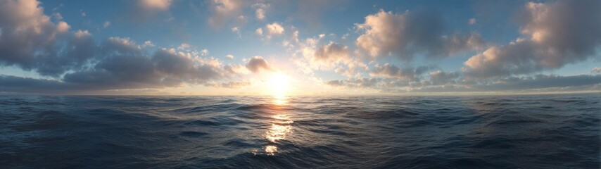 Stunning hdr panorama of sunset over the ocean seascape view tranquil environment