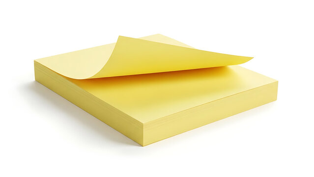 Vibrant yellow adhesive sticky note pad, ready for quick reminders and office organization