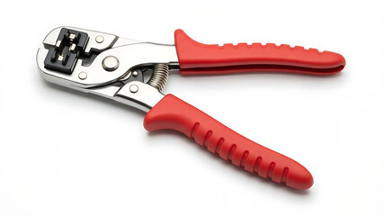 Crimping tool with red handles, perfect for electrical work and wire connections